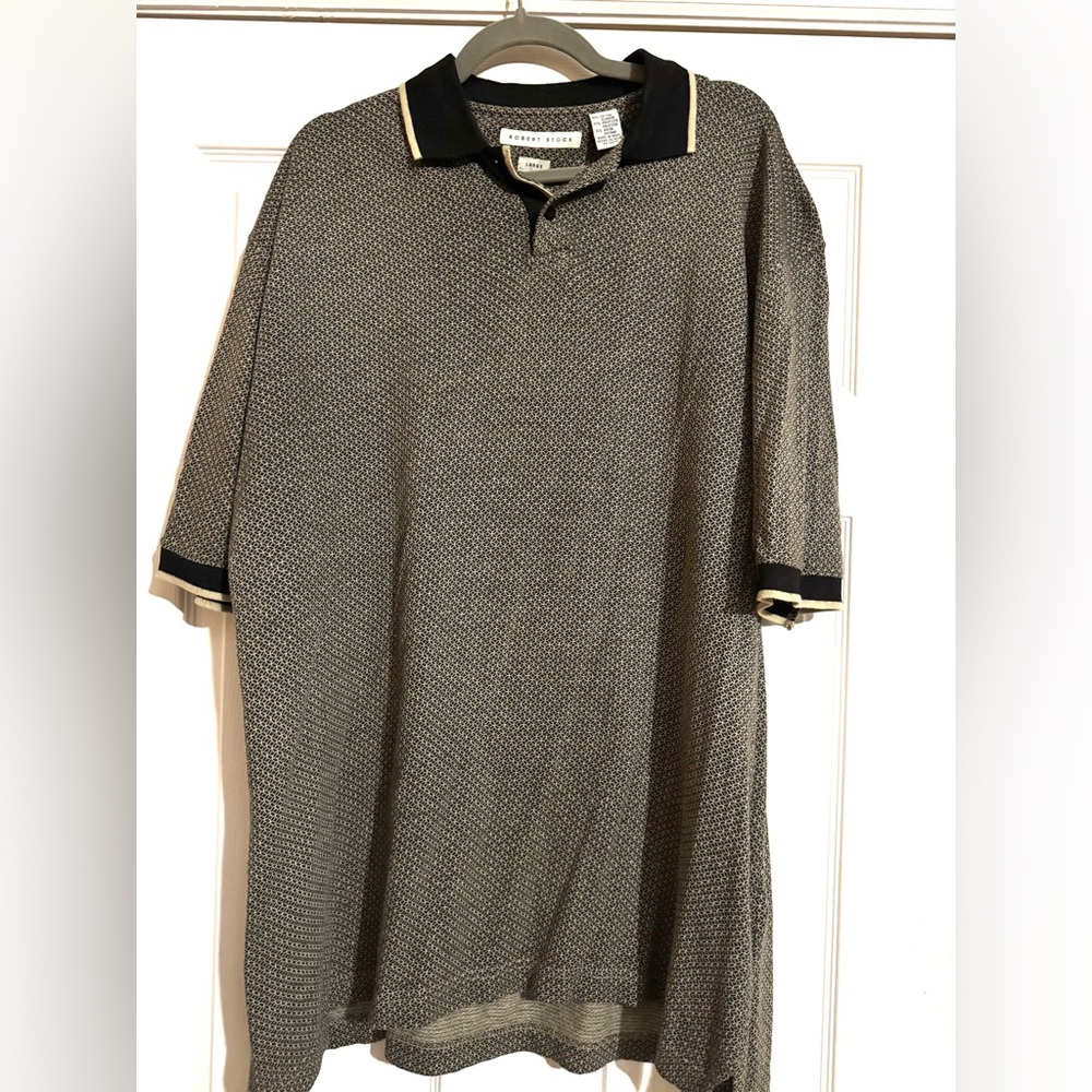 Perry Ellis Men's Black Patterned Polo Shirt